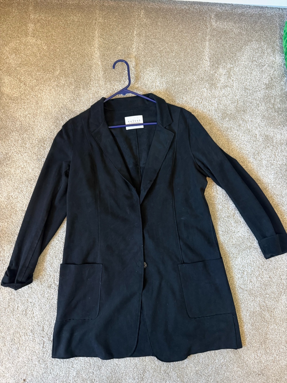 Velvet by Graham & Spencer Black Longline Blazer, size M